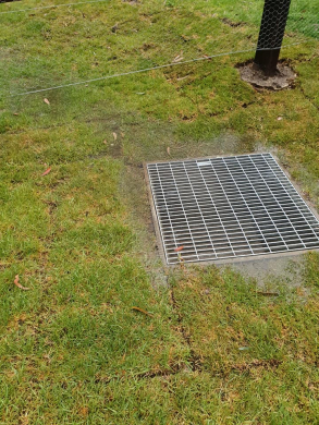 drainage sump pit installation with sewerage pipes drains and rainwater